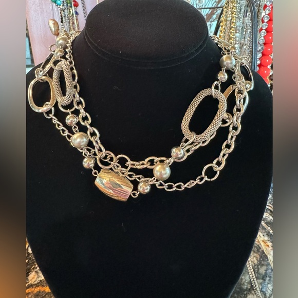 Premier Designs Jewelry - Premier designs, multi strand, silver chunky necklace with hook clasp‎
